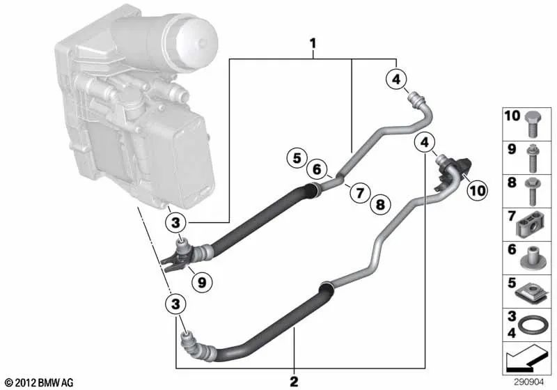 Returnrohr des Getriebeölkühlers für BMW F10, F11, F01N, F02N, E70N, F15, E71, F16 (OEM 17227823999). Original BMW