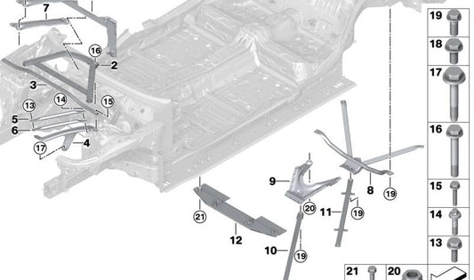 Barra de refuerzo delantera OEM 51615A28CA2 para BMW Serie 7 G70 (M760e xDrive, i7 M70 xDrive). Original BMW.
