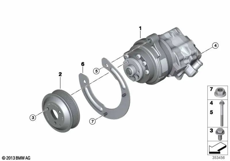 Polea para BMW Serie 5 F07, F10, F11, Serie 6 F06, F12, F13, Serie 7 F01, F02, F04, X5 E70, F15, X6 E71, F16 (OEM 32427545298). Original BMW