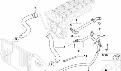 Manguera del sistema de refrigeración OEM 11537505831 para BMW E36, Z3. Original BMW.