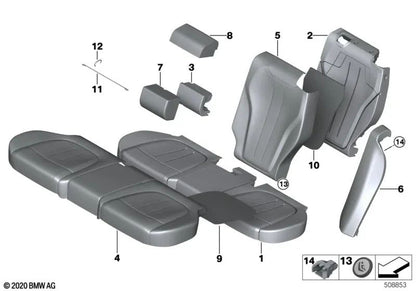 Tapizado de asiento básico en cuero Terra OEM 52207353350 para BMW X5 F15 (08/2012 - 06/2018). Original BMW.
