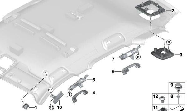 Asa de sujeción trasera izquierda OEM 51169462413 para BMW U11. Original BMW.