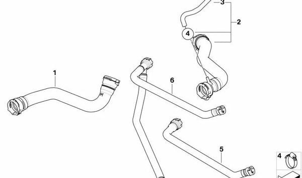 Manguera de refrigerante para BMW E83N (OEM 17123421988). Original BMW.