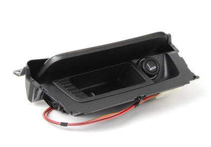 Cenicero de madera gris OEM 51169147981 para BMW E81, E82, E87, E88. Acabado en raíz de álamo. Original BMW.