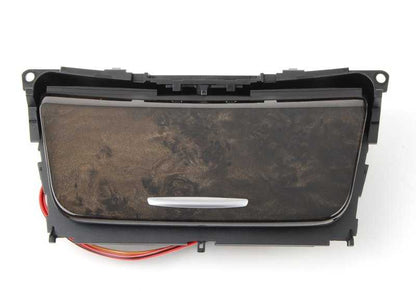Cenicero de madera gris OEM 51169147981 para BMW E81, E82, E87, E88. Acabado en raíz de álamo. Original BMW.
