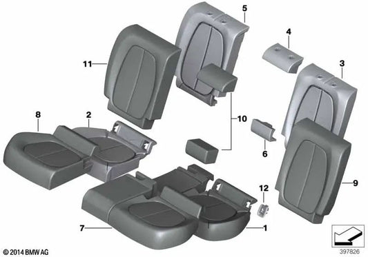Basic left fabric seat cover for BMW F45, F48 (OEM 52207379965). Original BMW.