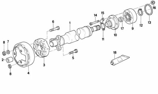 Eje de transmisión OEM 26111226926 para BMW Z1. Original BMW.