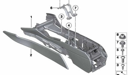 Center console for BMW 5 Series F10, F11, F18 (OEM 51169288907). Genuine BMW.