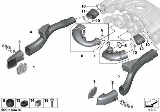 Primary air pipe for BMW 5 Series G30 7 Series G11, G12 (OEM 13718613150). Original BMW