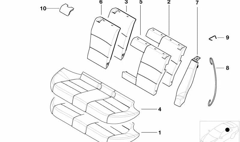 Supportare il sedile destro OM 52208225760 per BMW E46 {316CI, 316i} compatibile con versioni con cambiamento manuale e automatico. BMW originale di colore antracite.
