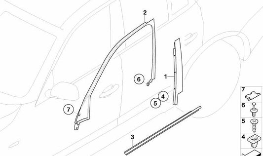 Front Left Door Outer Pillar Cover for BMW E83. Original BMW (OEM 51333402329)