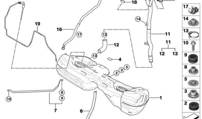 OEM fuel filling tube 16116768785 for BMW E82, E88. Original BMW.