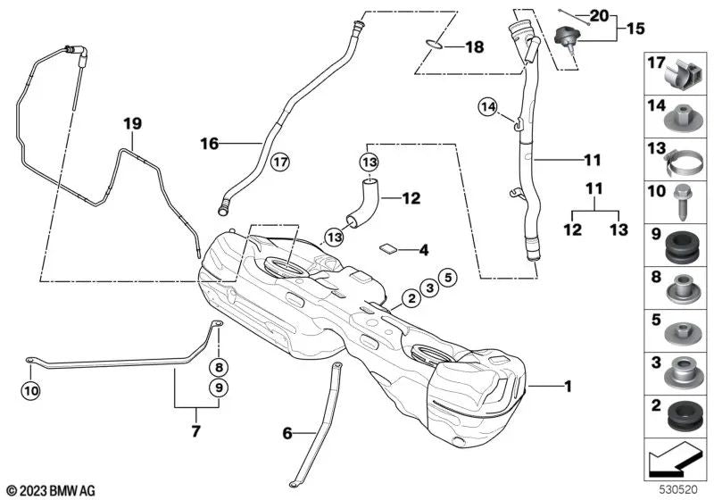 Ceinture de tension droite pour la série BMW 1 E81, E82, E87, E87N, E88 Series 3 E90N (OEM 16117195167). BMW d'origine.
