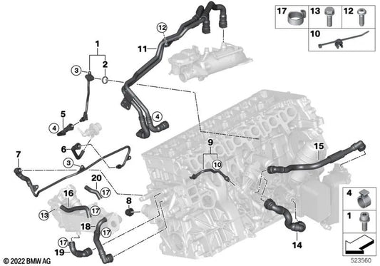 Agrostato-Termat Sheft für BMW 3 G20-Serie, G21 5 G30-Serie, G31-Serie 6 G32 Serie 7 G11, G12 Serie 8 G14, G15, G16 X3 G01 X4 G02 X5 G05 X6 G06 X7 G07 (OEM 11718576801). Original BMW