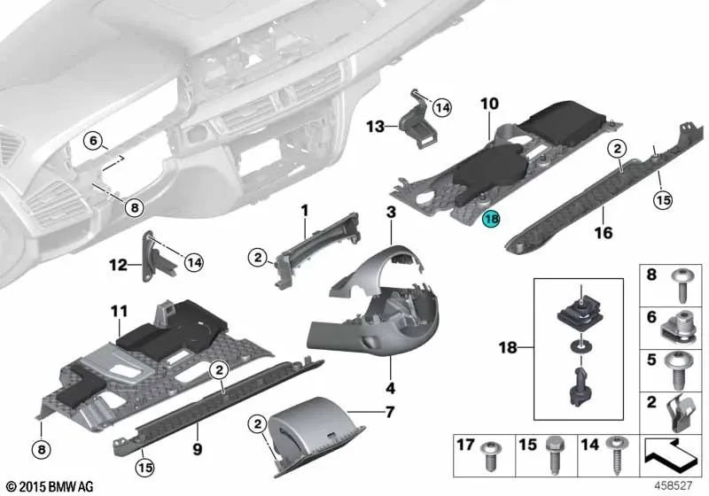Folding compartment driver's side for BMW F16 (OEM 51459311612). Original BMW