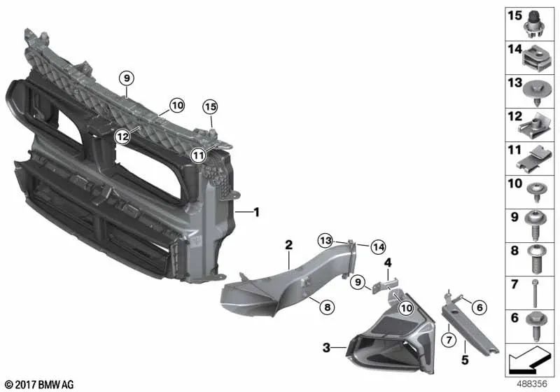 Air duct with damper control for BMW F39 (OEM 51749466863). Original BMW