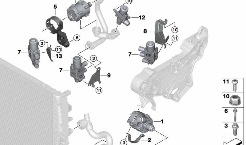 Soporte válvula de conmutación OEM 64219490061 para MINI F56 BEV, F56 BEV LCI, Cabrio F57 BEV. Original MINI.