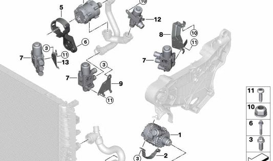 Soporte válvula de conmutación OEM 64219490061 para MINI F56 BEV, F56 BEV LCI, Cabrio F57 BEV. Original MINI.