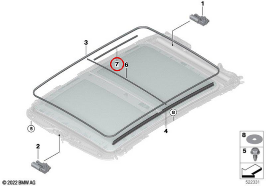 Coud Crystal de carton latéral 54105A30590 pour BMW U06, U11. BMW d'origine.
