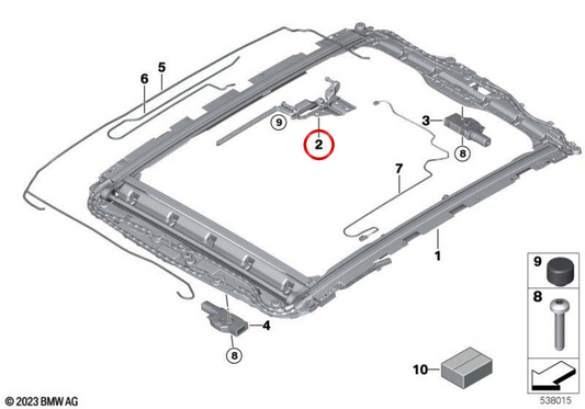 Tringlerie d’écran panoramique OEM 54105A70646 pour BMW Série 5 G68 berline. BMW Original