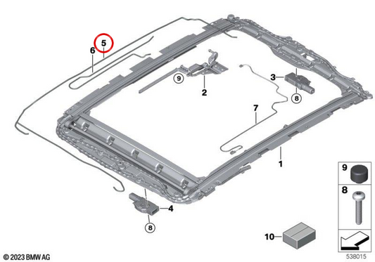 Faisceau de câbles pour store de toit panoramique OEM 54105A70649 pour BMW Série 5 G68 525Li, 530Li, i5 eDrive35L, i5 eDrive40L, i5 xDrive50L. BMW d’origine