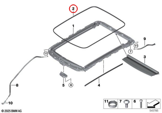 Karosseriedichtung für Panoramadach OEM 54105A73740 für MINI Cooper J01 und Aceman J05. MINI Original