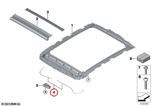 Jeu d’arbre flexible de store OEM 54105A96A66 pour BMW Série 5 G60 Berline et M5 G90. BMW d’origine