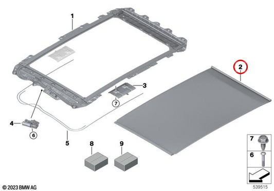 Tendina parasole per tetto panoramico in vetro antracite OEM 54105A97C76 per BMW X2 U10 dal 11/2023. Originale BMW