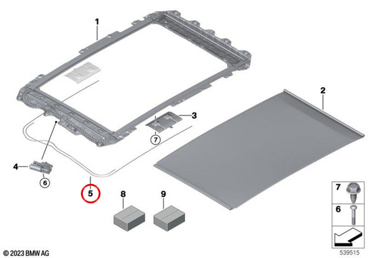 Cavo di azionamento tenda parasole OEM 54105A97DB9 per BMW X2 U10. Originale BMW