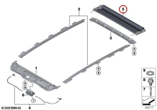 Sonnenrollo für Panorama-Glasdach Anthrazit OEM 54105A9ABE6 für BMW X3 G45. Original BMW