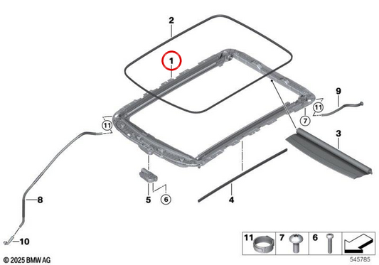 Bastidor enrollable con persiana color antracita OEM 54105B37171 para MINI Aceman J05. Original MINI