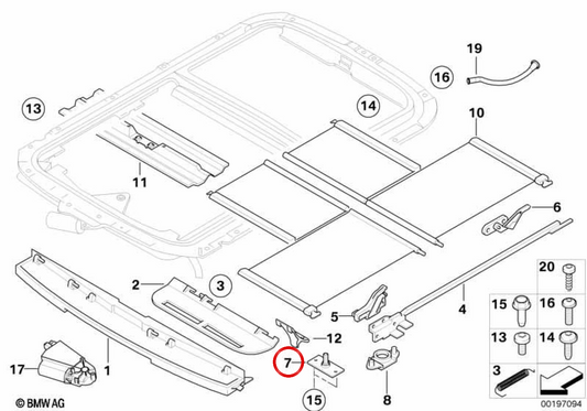 Regler für die Höhenverstellung des Schiebekippdachs OEM 54107039738 für MINI R50, R53 One, Cooper, Cooper S… und mehr. Original MINI.