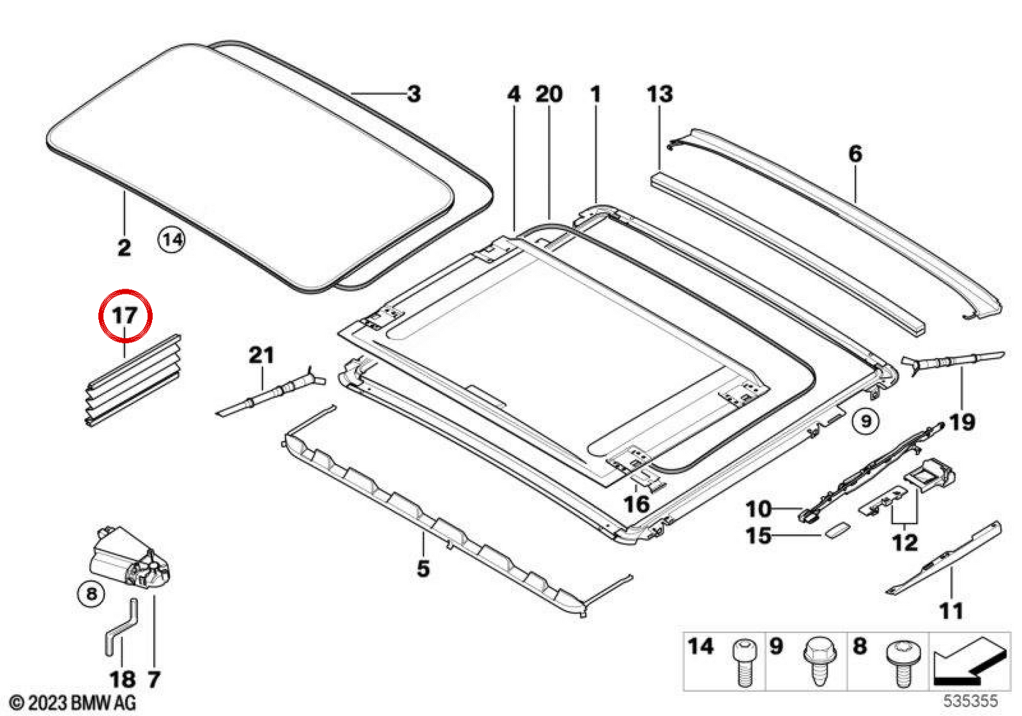 Soffietto per tetto apribile OEM 54107130405 per BMW E81, E87, E82, E90, E92 e altre. BMW originale.