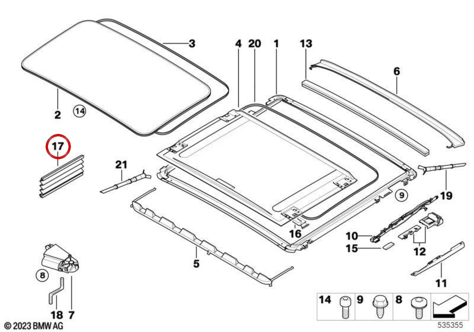 Soffietto per tetto apribile OEM 54107130405 per BMW E81, E87, E82, E90, E92 e altre. BMW originale.