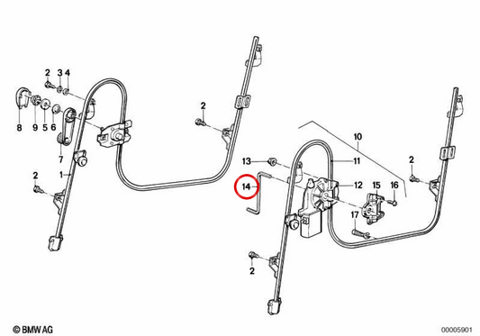 Manovella di azionamento di emergenza OEM 54107199321 per BMW Serie 1 E81 E82 E87, Serie 3 E90 E92 e MINI Cabrio F57 F67... e altro. Originale BMW e MINI.