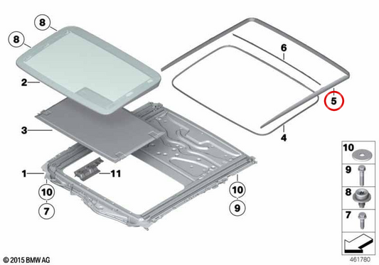 ** Carte acoustique pour cassette solaire OEM 54107209215 pour BMW F10, F01, F02, F04. BMW original.