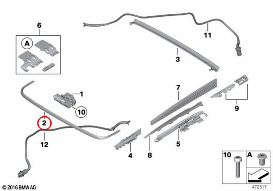 Deflector de viento OEM 54107209282 para BMW F10 y F18. Original BMW.