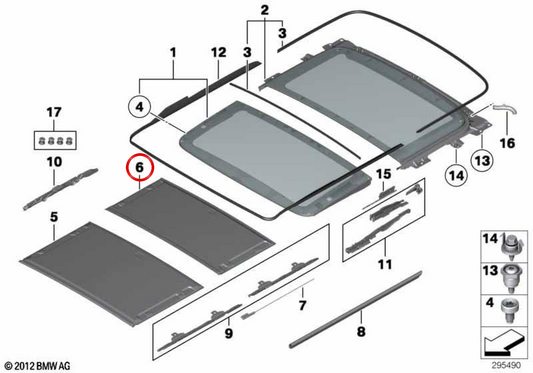Schiebedach hinten HIMMELGRAU Farbe OEM 54107293462 für BMW X3 F25 (2010-2017). Original BMW.