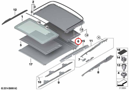 Plafond flottant arrière pour la série BMW 3 F31, F31N (OEM 54107342860). BMW d'origine.