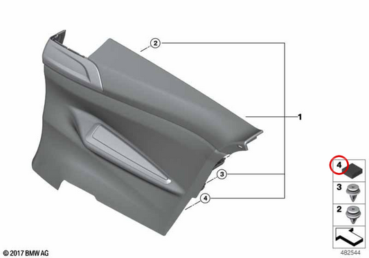 Pare-chocs en feutre autocollant OEM 54107356410 pour MINI Countryman F60, BMW F82 M4 LCI, F10, F10 LCI. BMW et MINI d'origine.