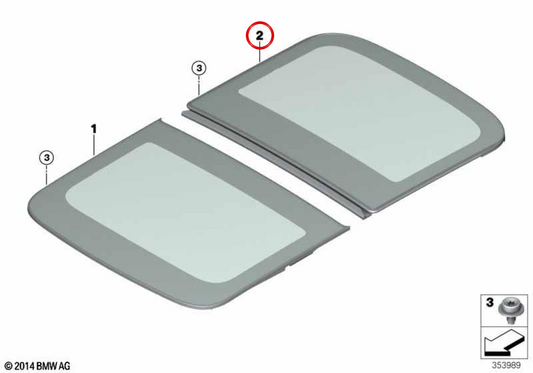 Tapa de cristal trasera del techo panorámico OEM 54107379620 para MINI F56, F55, F54 Clubman, F60 Countryman, F66 y F65. Original MINI