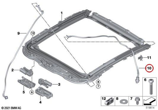 Tubo flexible de desagüe de agua trasero OEM 54107395935 para BMW Serie 2 F44 Gran Coupé, F74 Gran Coupé. Original BMW
