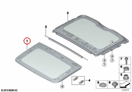 Tetto apribile in vetro anteriore 54107409140 per BMW G12. BMW originale.