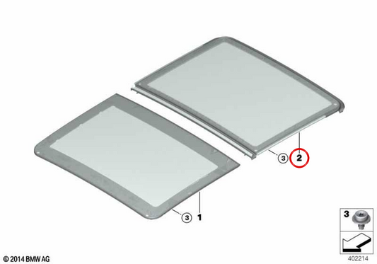 OEM 5410745463 Verre de plafond arrière pour BMW F46. BMW d'origine.