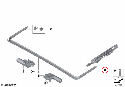 Mecanismo de techo panorámico OEM 54107461203 para BMW Serie 1 F40, F70, X2 F39, X3 G08 e iX3 G08. Original BMW