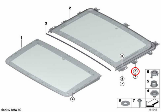 OEM 54107474466 Meccanismo di regolazione del tetto solare per BMW G21, G28, G31, G32. BMW originale.