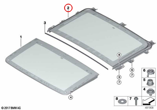OEM 5410747468 Crystal sul tetto posteriore per BMW G31. BMW originale.