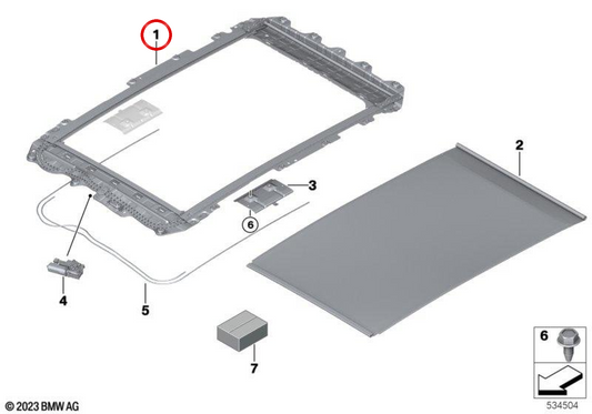 Marco de techo panorámico OEM 54108466138 para BMW X1 U12. Original BMW