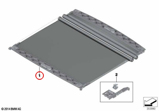 Cortinilla enrollable gris oscuro para techo panorámico OEM 54109451245 para MINI F54 Clubman, F55, F56 y F60 Countryman... Original MINI