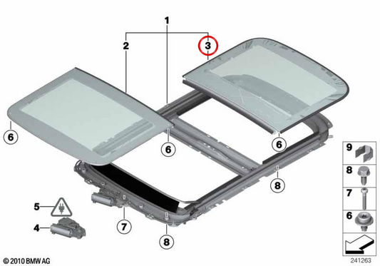 Panel de vidrio trasero para techo panorámico OEM 54109809399 para MINI Paceman R61. Original MINI